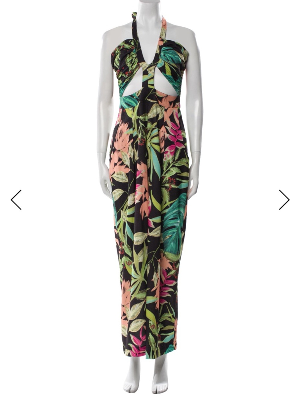 PatBO Tropical Halter Cutout Jumpsuit with Pink & Green Print - Picture 4 of 7